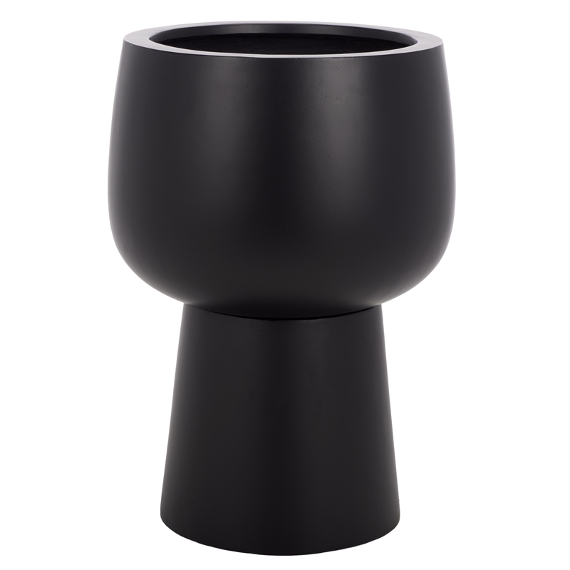 Safavieh Olivia Pedestal Ficonstone Planter in Black
