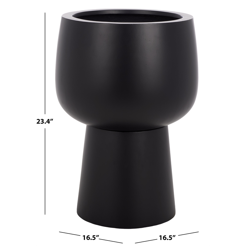 Safavieh Olivia Pedestal Ficonstone Planter in Black