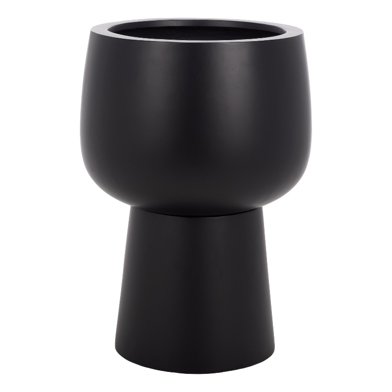 Safavieh Olivia Pedestal Ficonstone Planter in Black