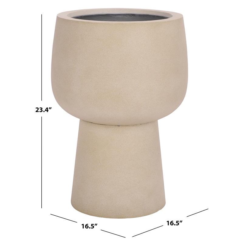 Safavieh Olivia Pedestal Ficonstone Planter  in Beige
