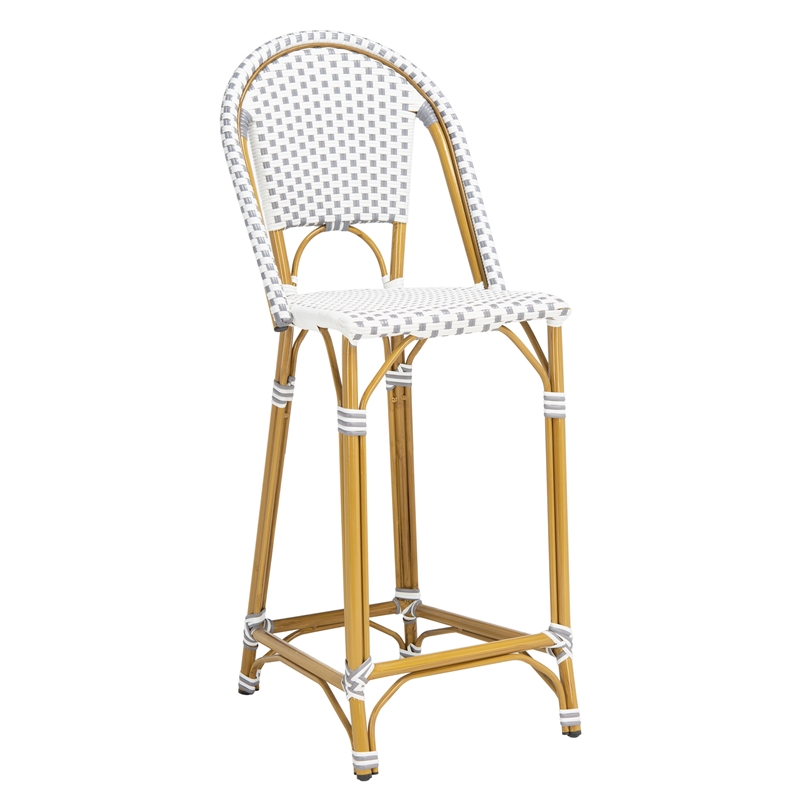 Safavieh Zaid Aluminum  Barstool in Gray / White