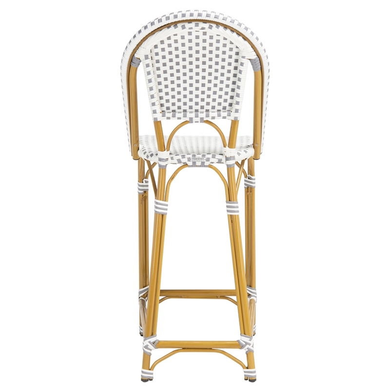 Safavieh Zaid Aluminum  Barstool in Gray / White