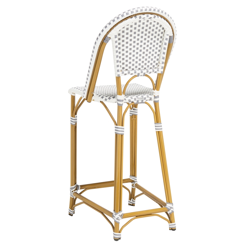 Safavieh Zaid Aluminum  Barstool in Gray / White