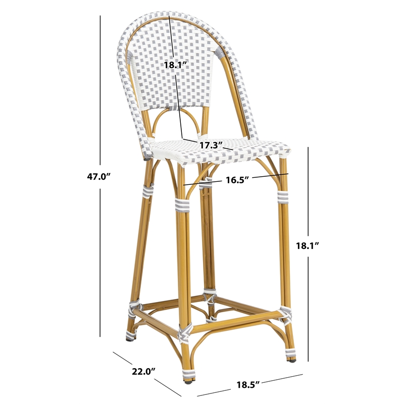 Safavieh Zaid Aluminum  Barstool in Gray / White