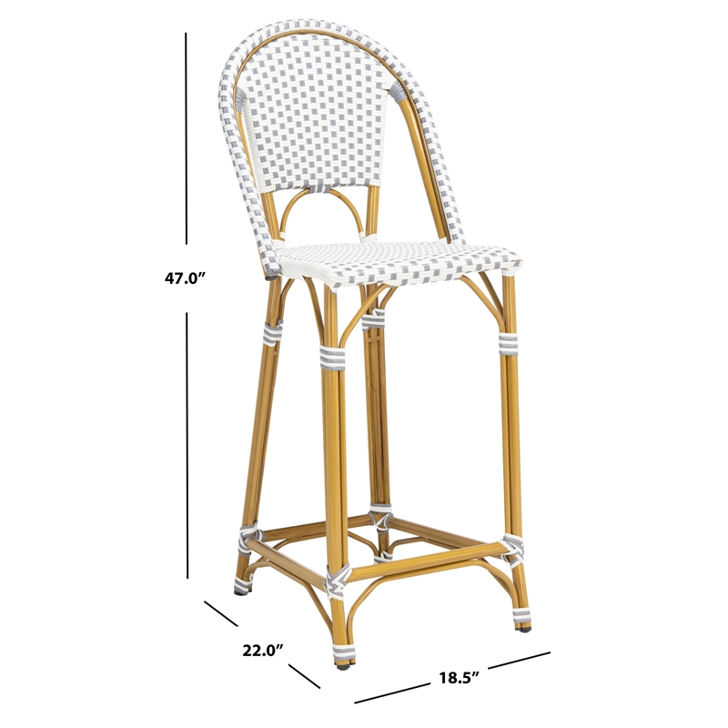 Safavieh Zaid Aluminum  Barstool in Gray / White