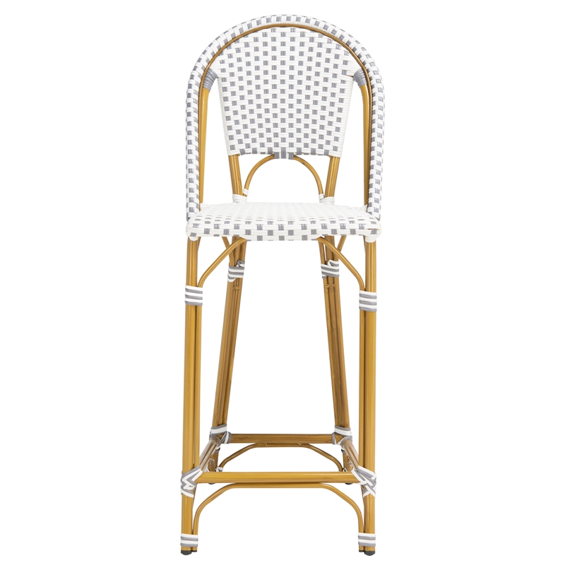 Safavieh Zaid Aluminum  Barstool in Gray / White