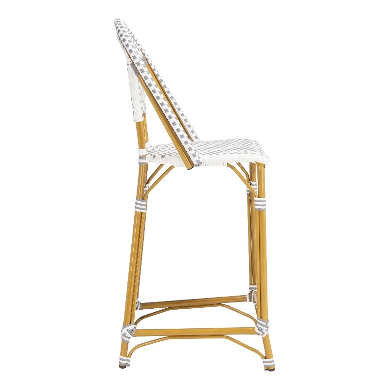 Safavieh Zaid Aluminum  Barstool in Gray / White