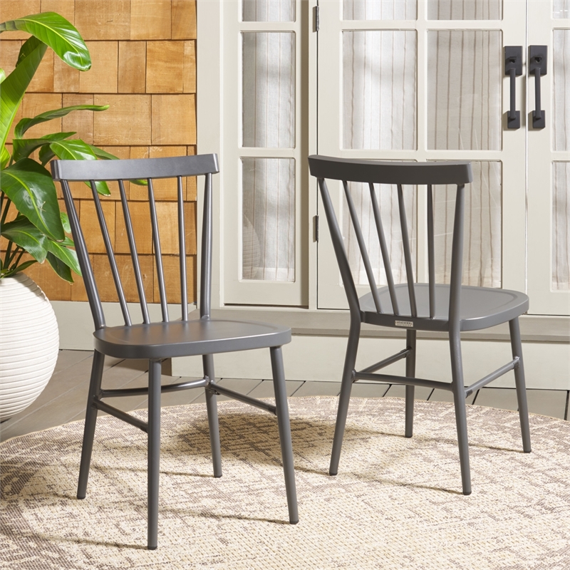 Safavieh Core Aluminum Spindle Chair Set of 2  in Gray