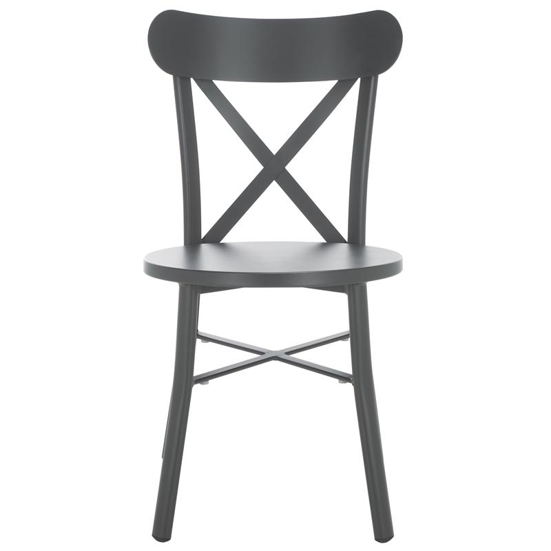Safavieh Core Cross Aluminum Back Chair Set of 2 in Gray