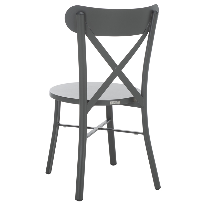 Safavieh Core Cross Aluminum Back Chair Set of 2 in Gray