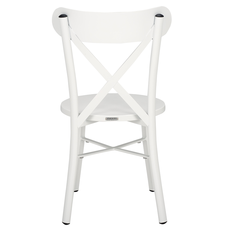 Safavieh Core Cross Aluminum Back Chair Set of 2 in White