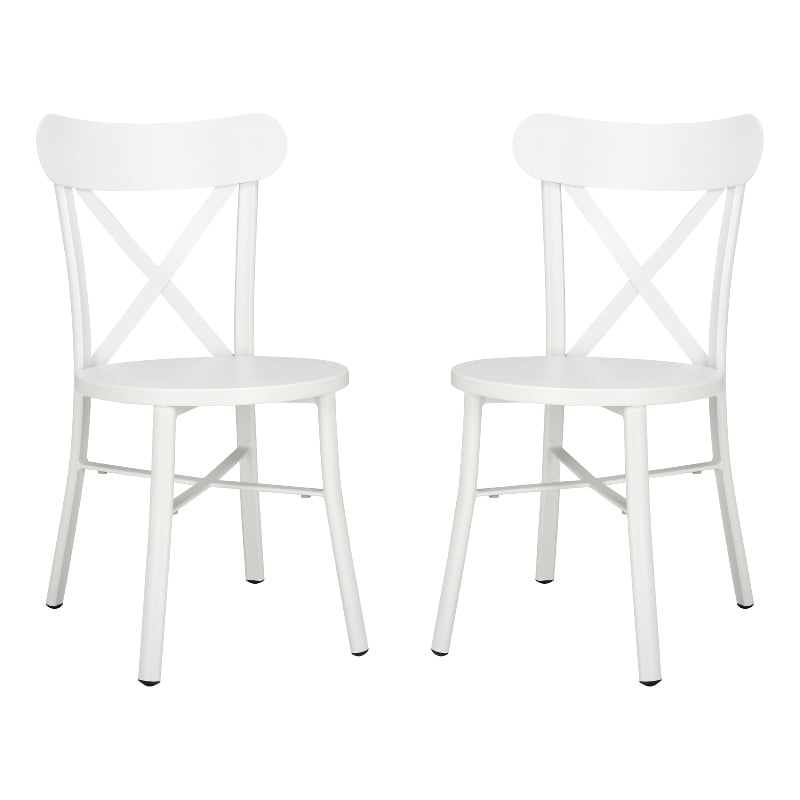 Safavieh Core Cross Aluminum Back Chair Set of 2 in White