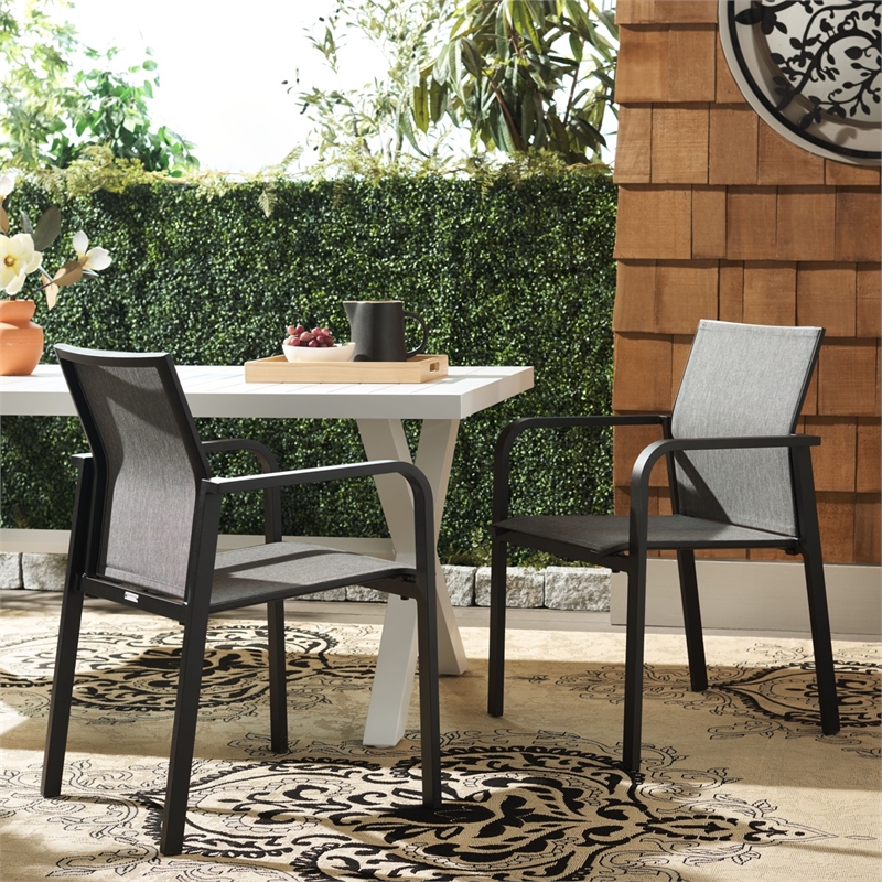 Safavieh Dexter Aluminum Armchair Set of 2 in Black