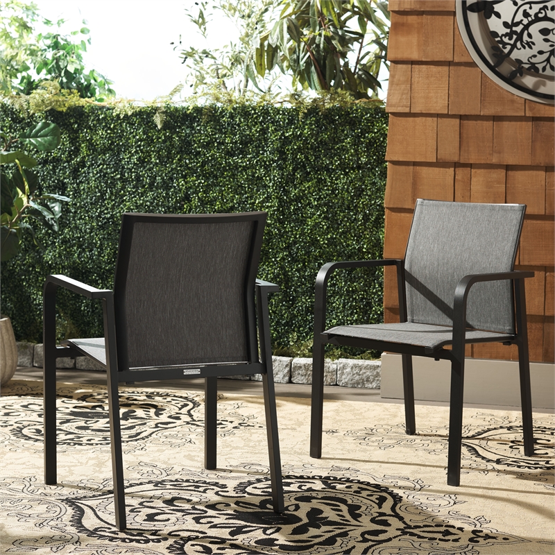 Safavieh Dexter Aluminum Armchair Set of 2 in Black