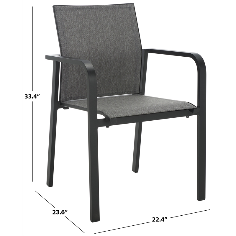 Safavieh Dexter Aluminum Armchair Set of 2 in Black