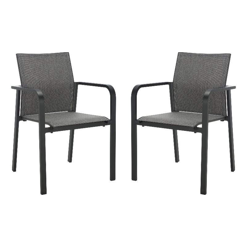 Safavieh Dexter Aluminum Armchair Set of 2 in Black