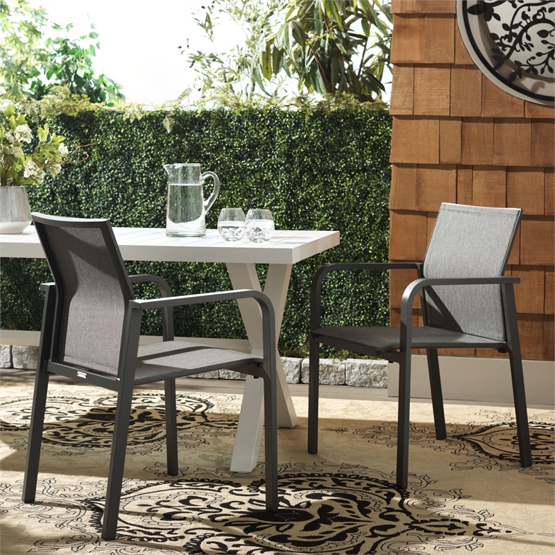 Safavieh Dexter Aluminum Armchair Set of 2 in Gray