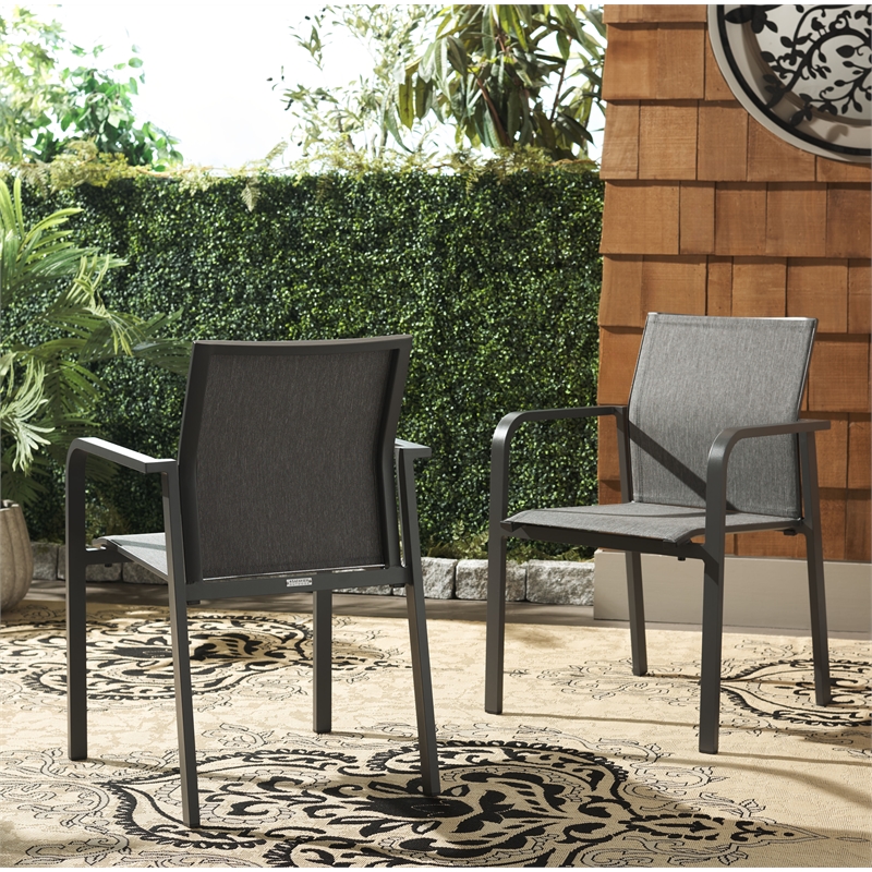 Safavieh Dexter Aluminum Armchair Set of 2 in Gray