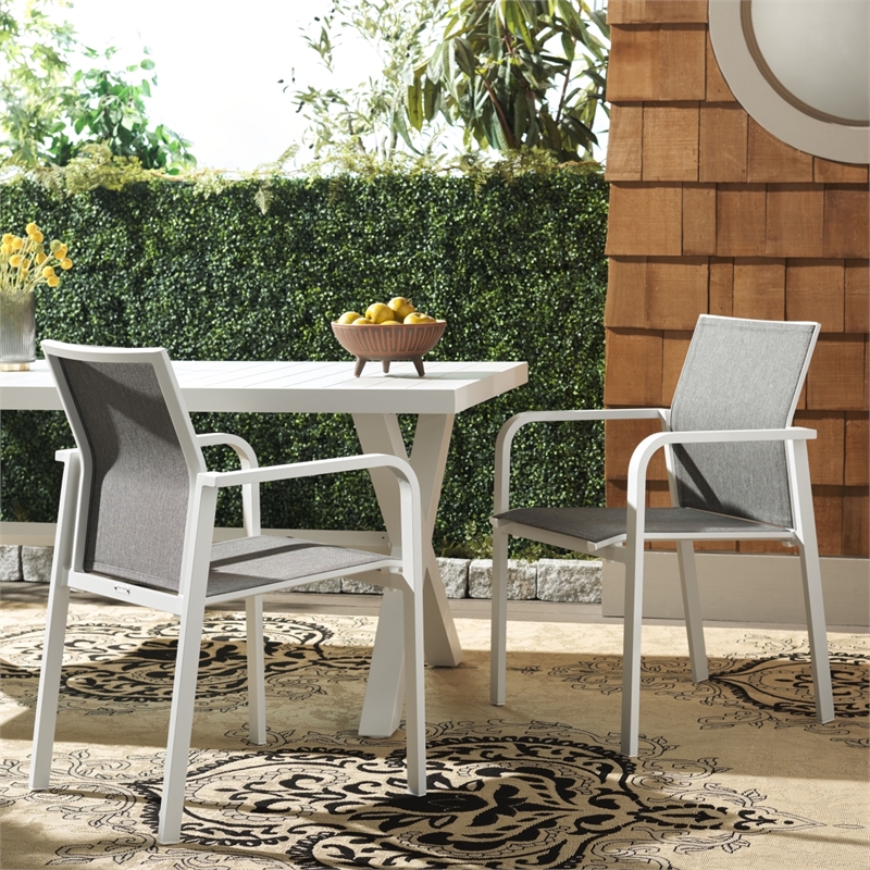 Safavieh Dexter Aluminum Armchair Set of 2 in White