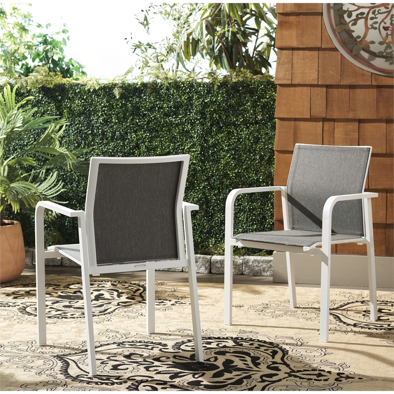 Safavieh Dexter Aluminum Armchair Set of 2 in White