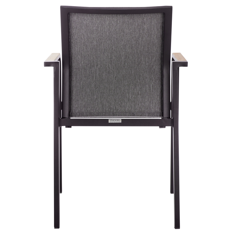 Safavieh Dexter Aluminum Armchair w/ Teak Set of 2 in Black