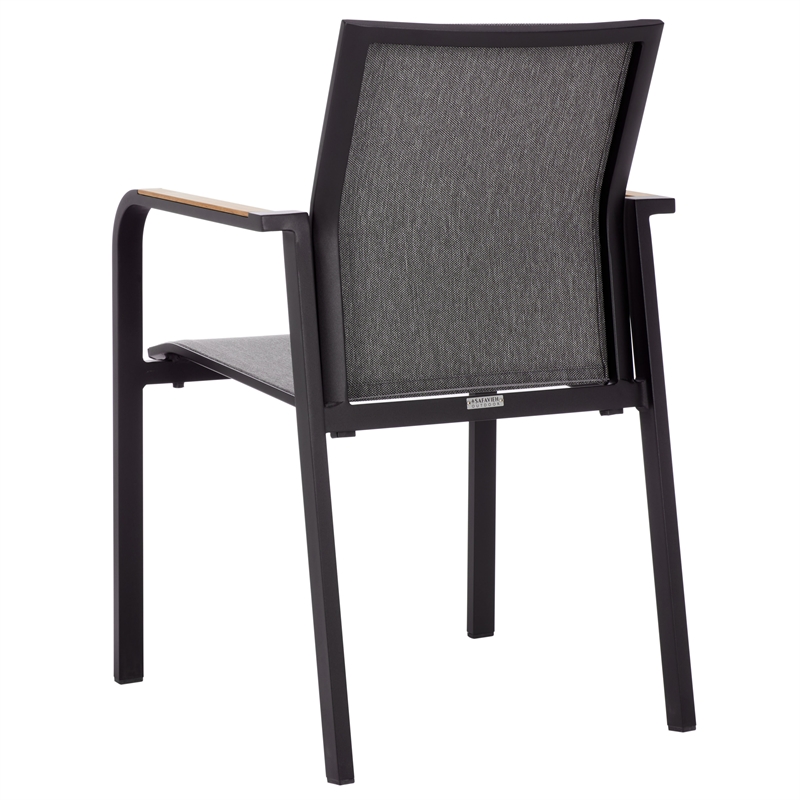 Safavieh Dexter Aluminum Armchair w/ Teak Set of 2 in Black
