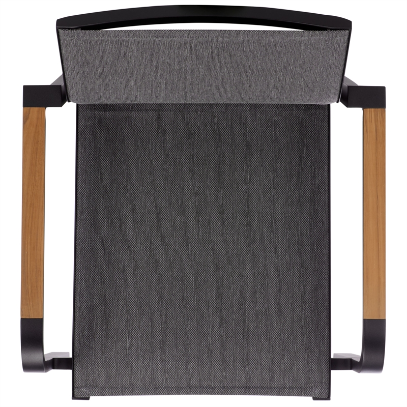 Safavieh Dexter Aluminum Armchair w/ Teak Set of 2 in Black