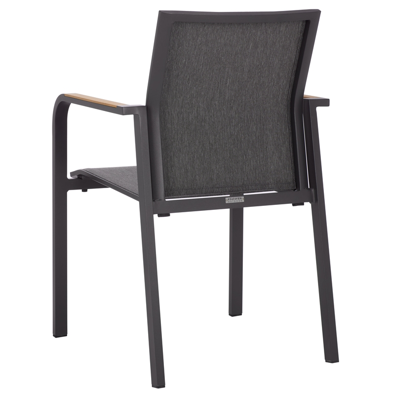 Safavieh Dexter Aluminum Armchair w/ Teak Set of 2  in Gray