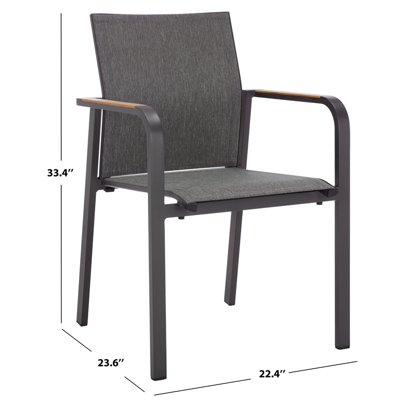 Safavieh Dexter Aluminum Armchair w/ Teak Set of 2  in Gray