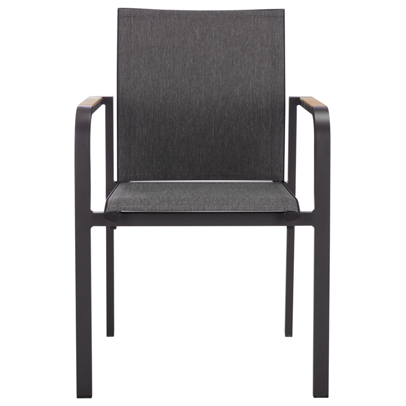 Safavieh Dexter Aluminum Armchair w/ Teak Set of 2  in Gray