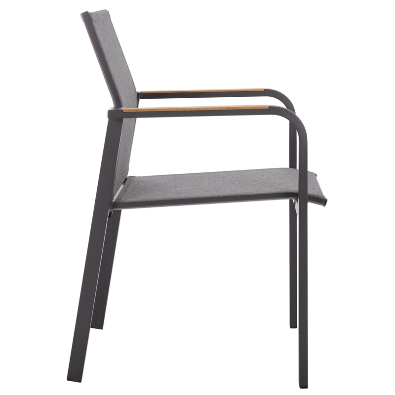 Safavieh Dexter Aluminum Armchair w/ Teak Set of 2  in Gray