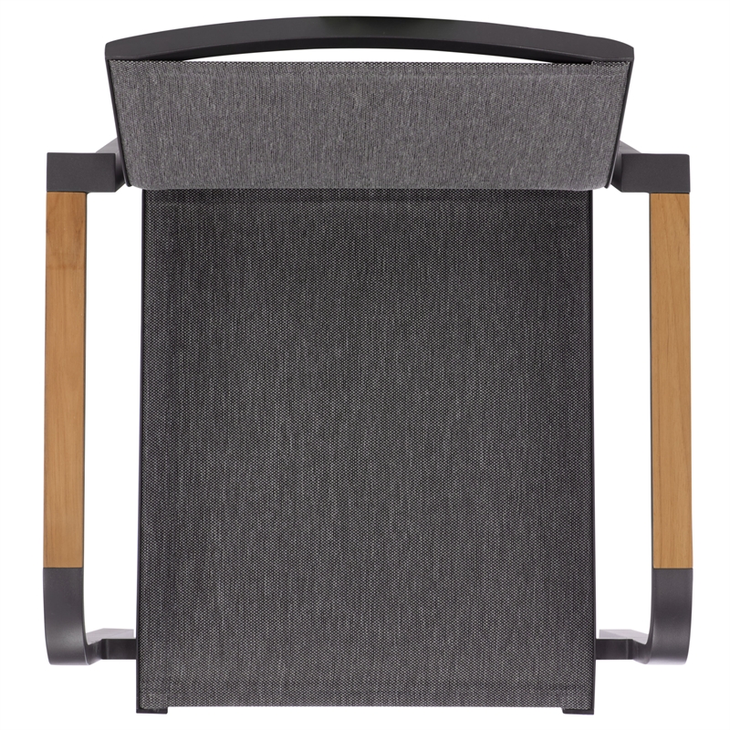 Safavieh Dexter Aluminum Armchair w/ Teak Set of 2  in Gray