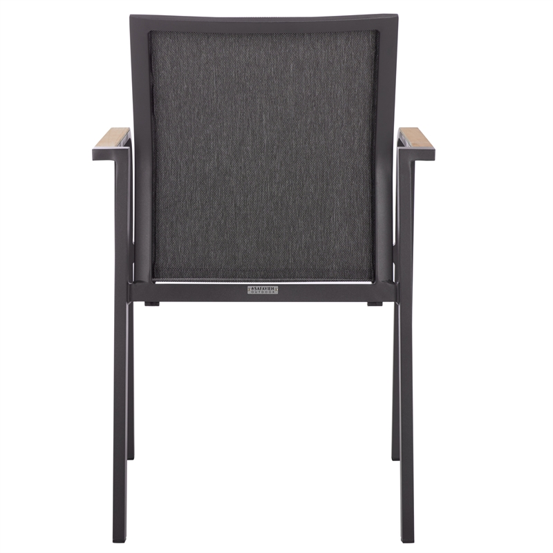 Safavieh Dexter Aluminum Armchair w/ Teak Set of 2  in Gray