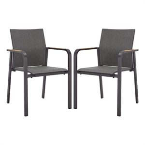 Safavieh Dexter Aluminum Armchair w/ Teak Set of 2  in Gray