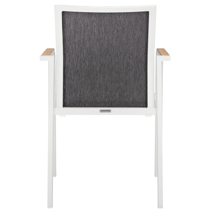 Safavieh Dexter Aluminum Armchair w/Teak Set of 2 in White