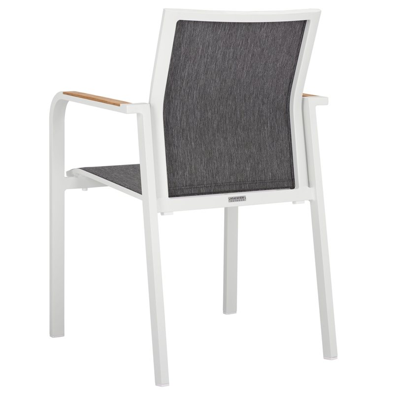 Safavieh Dexter Aluminum Armchair w/Teak Set of 2 in White