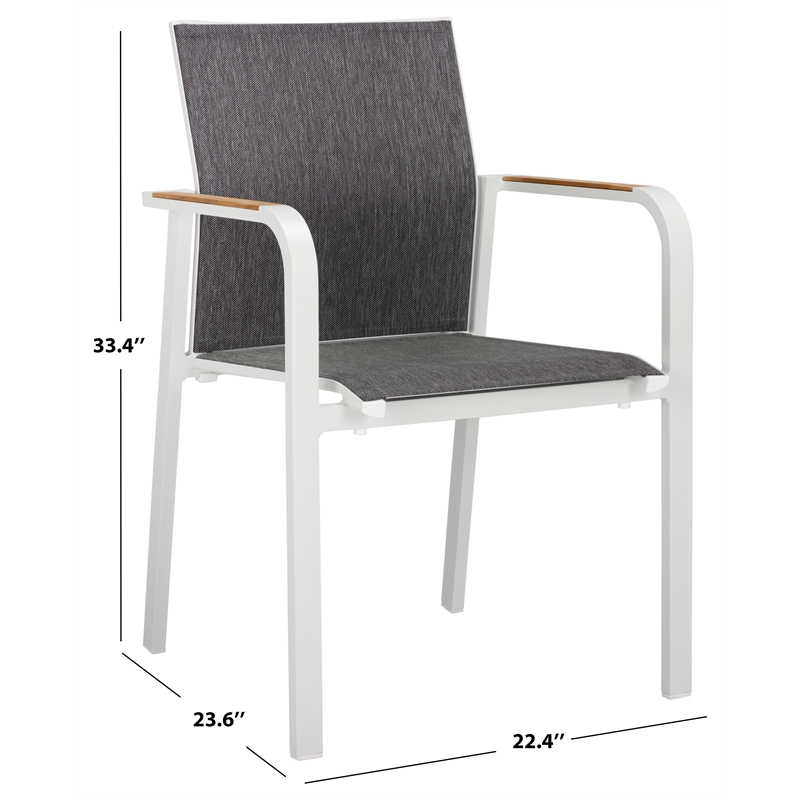 Safavieh Dexter Aluminum Armchair w/Teak Set of 2 in White