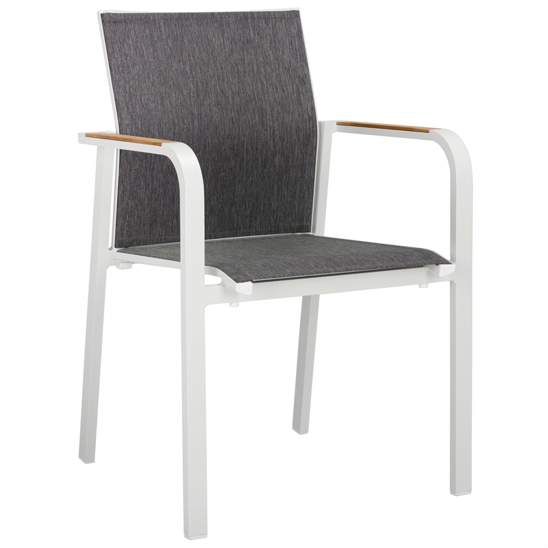 Safavieh Dexter Aluminum Armchair w/Teak Set of 2 in White