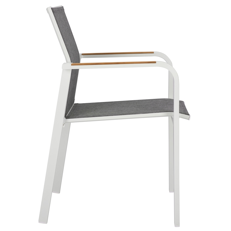 Safavieh Dexter Aluminum Armchair w/Teak Set of 2 in White