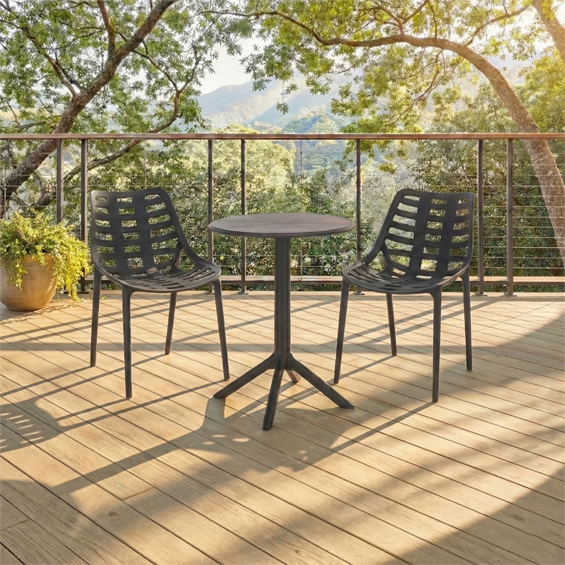 Safavieh Fufa Plastic Dining Chair Set of 2 in Black