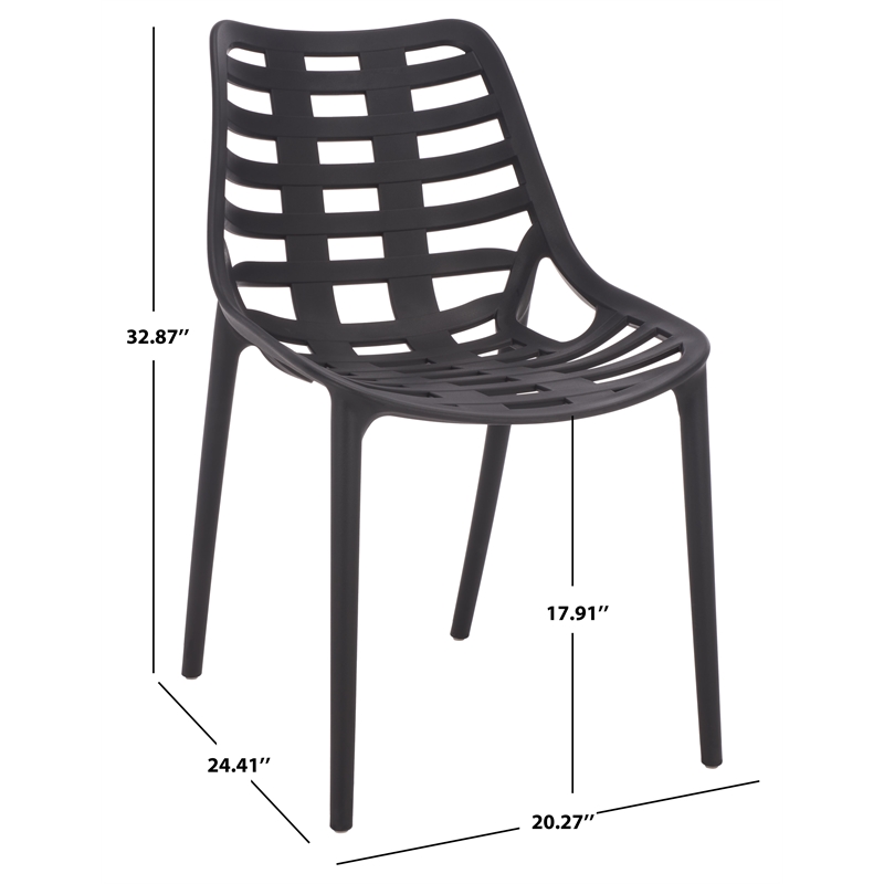 Safavieh Fufa Plastic Dining Chair Set of 2 in Black