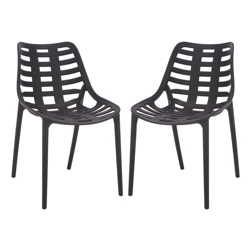 Safavieh Fufa Plastic Dining Chair Set of 2 in Black