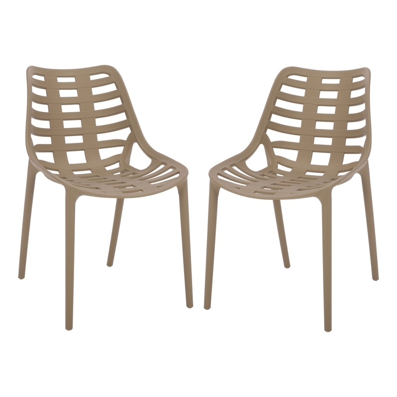 Safavieh Fufa Plastic Dining Chair Set of 2  in Beige