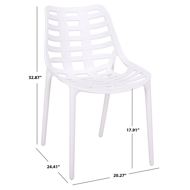 Safavieh Fufa Plastic Dining Chair Set of 2  in White