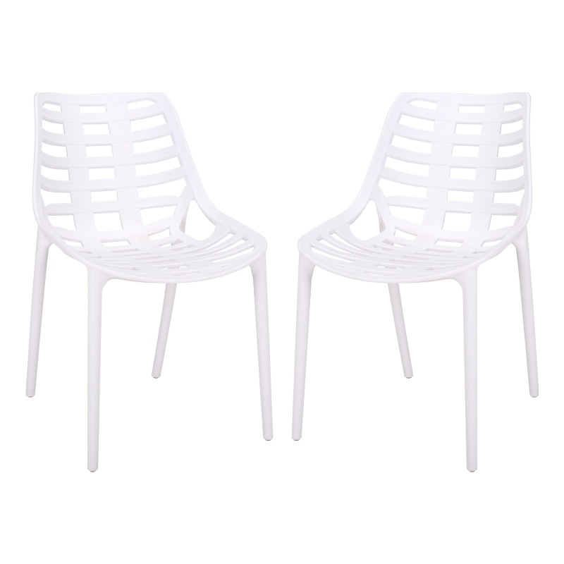 Safavieh Fufa Plastic Dining Chair Set of 2  in White