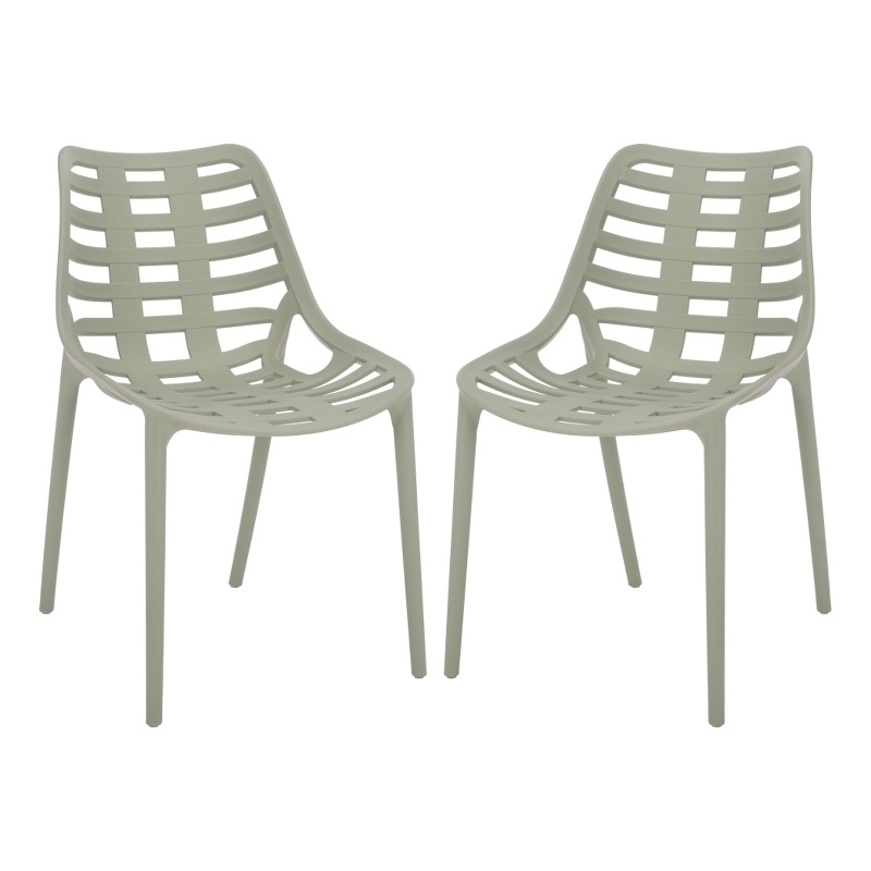 Safavieh Fufa Plastic Dining Chair Set of 2  in Green