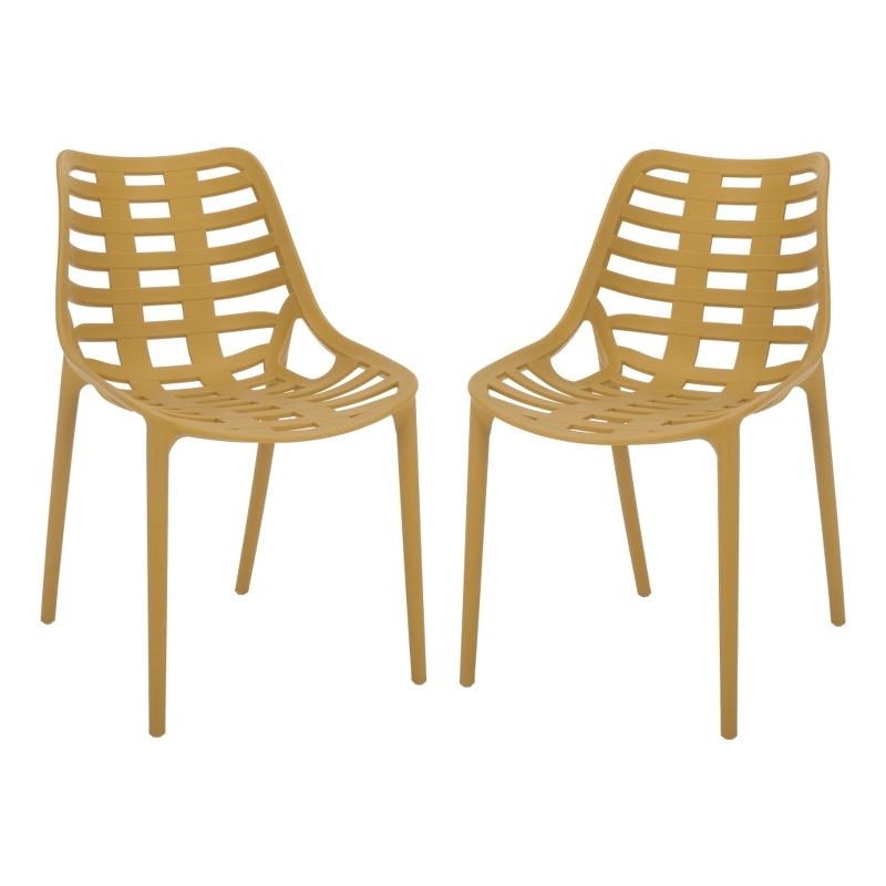 Safavieh Fufa Plastic Dining Chair Set of 2  in Yellow