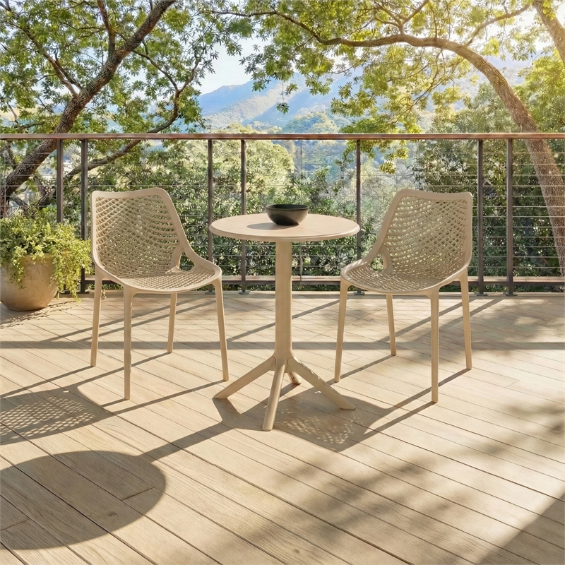 Safavieh Leila Plastic Dining Chair Set of 2  in Beige