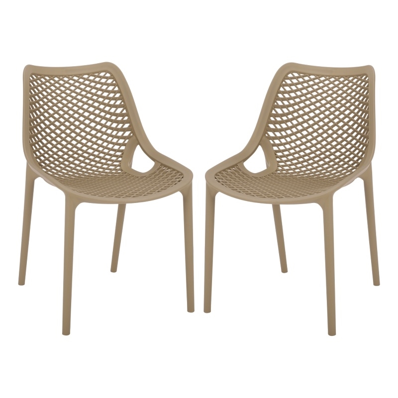 Safavieh Leila Plastic Dining Chair Set of 2  in Beige