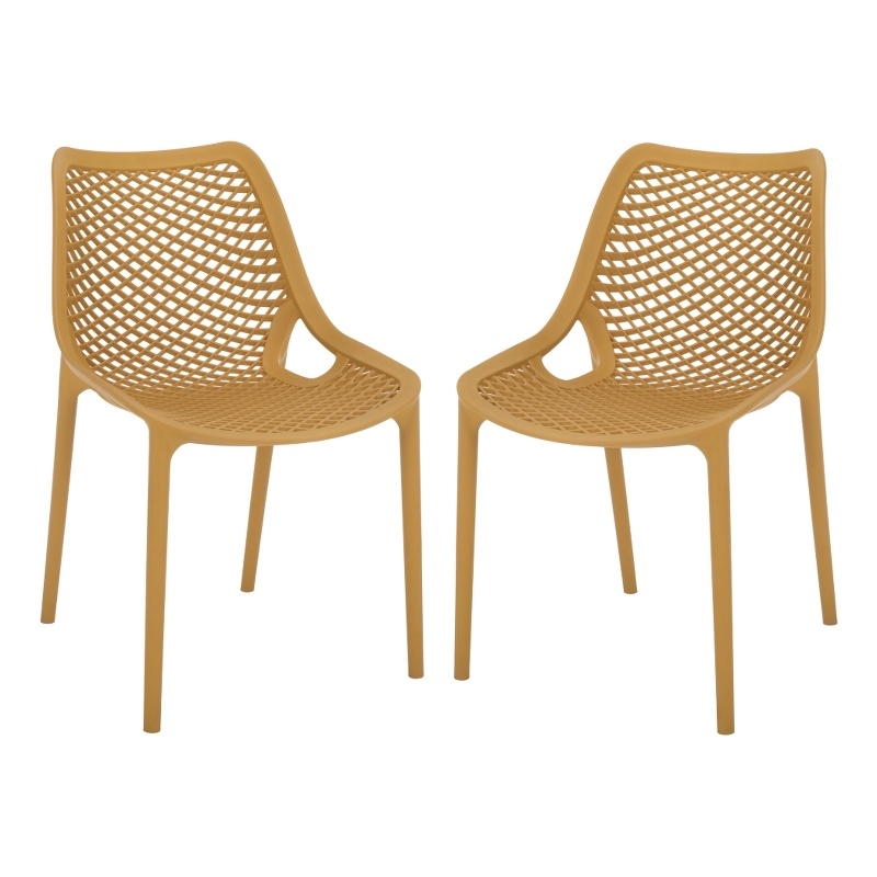 Safavieh Leila Plastic Dining Chair Set of 2  in Yellow